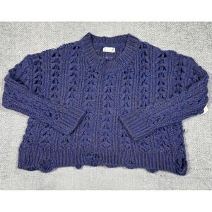 Altar'd State Sweater Extra Small Purple Blue‎ Cable Knit Open Knit Distressed